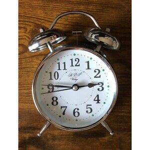 Vintage Style Extra Loud Retro Twin Bell Alarm Clock - Silver